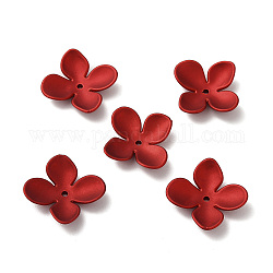 Tappo perlina in acrilico opaco, 4 fiore -petal, rosso, 21x21.5x6mm, Foro: 1.8 mm
