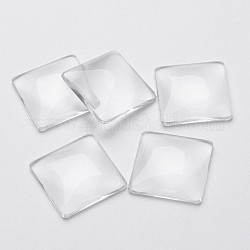 25MM Square Flat Back Clear Glass Cabochons, Transparent Pendant Inserts for Photo Jewelry, 25x25x8mm