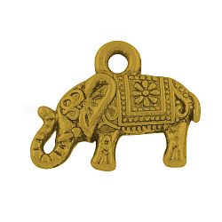 Tibetischen Stil Legierung Elefant Anhänger & Charms, Cadmiumfrei und Nickel frei und Bleifrei, Antik Golden, 13x17x3.5 mm, Bohrung: 2 mm