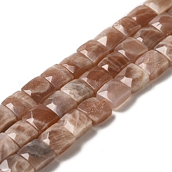 Natürliche sunstone Perlen Stränge, facettiert, Viereck, 9~10.5x9~10.5x5~5.5 mm, Bohrung: 1 mm, ca. 39~42 Stk. / Strang, 14.96~15.35 Zoll (38~39 cm)