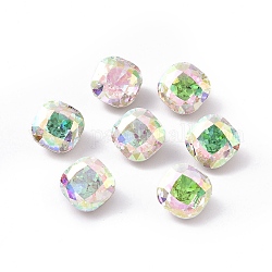 K5 cabujones de cristal de rhinestone, puntiagudo espalda y dorso plateado, facetados, cuadrado, colorido, 8x8x5.5mm