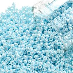 TOHO Round Seed Beads, Japanese Seed Beads, (124) Opaque Luster Pale Blue, 11/0, 2.2mm, Hole: 0.8mm, about 5555pcs/50g