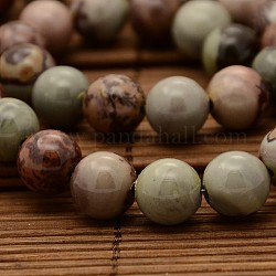 Natural Dendritic Jasper Round Bead Strands, 8mm, Hole: 1mm, about 48pcs/strand, 15.1inch