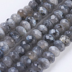 Brins de perles de larvikite naturelles, facette, rondelle, 4~4.5x2~2.5mm, Trou: 1mm, Environ 150 pcs/chapelet, 15.1 pouce ~ 15.3 pouces (38.5~39 cm)