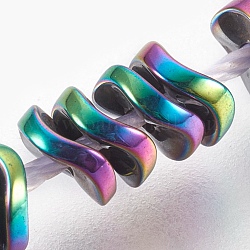 Chapelets de perles hématite électrolytique synthétique sans magnétique, disque ondulé, multi-couleur plaquée, 4x1.5mm, Trou: 0.8mm, Environ 394 pcs/chapelet, 15.7 pouce (40 cm)