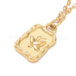 Placcatura ionica (ip) 304 rettangolo in acciaio inossidabile con collana con pendente a farfalla, collana di parola beauly per le donne, oro, 17.60 pollice (44.7 cm)