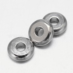 Flat Round Brass Spacer Beads, Platinum, 8x2mm, Hole: 2mm