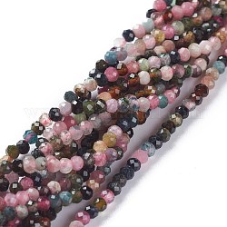 Chapelets de perles en tourmaline naturelle, plat rond, facette, 3x2mm, Trou: 0.6mm, Environ 179 pcs/chapelet, 15.55 pouces (39.5 cm)