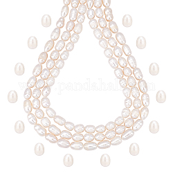 SUPERFINDINGS 3 Strands Natural Cultured Freshwater Pearl Beads About 126Pcs Beige Oval Spacer Pearl Bead Loose Arts and Crafts Pearls for Jewelry Making,Hole: 0.8mm