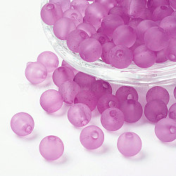 Transparente Acryl Perlen, Runde, matt, Violett, 4 mm, Bohrung: 1 mm, ca. 1400 Stk. / 50 g