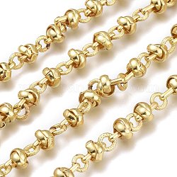 Iron Link Chains, Unwelded, Long-lasting Plated, with Spool, Textured, Golden, Link: 6.5x6.5x1.5mm and 11x7x7mm, about 32.8 Feet(10m)/roll