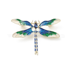 Spilla smaltata libellula, distintivo in lega d'oro per i vestiti dello zaino, blu, 32.5x45x8.5mm, ago :0.7mm