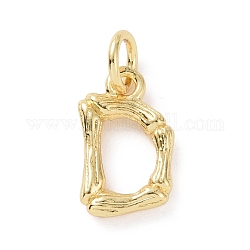 Brass Pendants, with Jump Ring, Golden, Letter Charm, Letter D, 12x7x2mm, Hole: 3mm