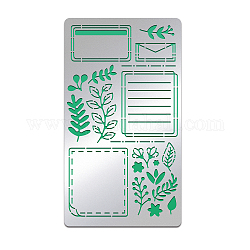 BENECREAT Leaf Stencils 7x4 Inch Plant Flower Label Stencils Painting Template Frame Label Stainless Steel Drawing Stencils for Craft, Bullet Journal Scrapbooking