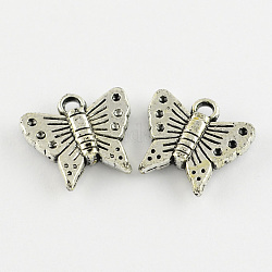 Vintage Acrylic Pendant Rhinestone Settings, Butterfly, Antique Silver, 21x23x6mm, Hole: 3mm, about 480pcs/500g, fit for 1mm rhinestone