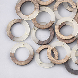 Colgantes de resina y madera de nogal, anillo, whitesmoke, 28x3mm, agujero: 1.5 mm