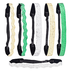 Ahandmaker 6 Stück glitzernde elastische Stirnbänder für Damen, verstellbare, rutschfeste Haarbänder, dehnbarer, modischer Haarschmuck, glitzernde Haarband-Kopfbedeckung, Mischfarbe
