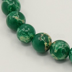 Synthetic Imperial Jasper Beads Strands, Dyed, Round, Green, 10mm, Hole: 1mm, about 40pcs/strand, 15.5 inch