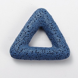 Synthetic Lava Rock Big Triangle Pendants, Dyed, Royal Blue, 51x56x11mm, Hole: 18x20mm