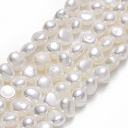 Fili di perle di perle d'acqua dolce coltivate naturali, due lati lucido, biancheria, 4.5~5x5~5.5x3.5~4.5mm, Foro: 0.6 mm, circa 76pcs/filo, 13.58~13.78'' (34.5~35 cm)