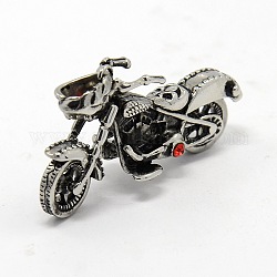 304 le mini-acier inoxydable hommes rétro 3 d moto pendentifs, avec des strass, argent antique, 46x24x14mm, Trou: 7x4mm