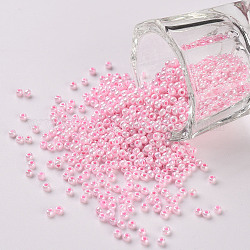 11/0 Grade A Ceylon Glass Seed Beads, Round, Pearl Pink, 2.3x1.5mm, Hole: 1mm, about 5300pcs/50g