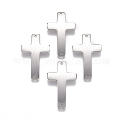 304 Verbindungsstecker aus Edelstahl, Kreuz, Edelstahl Farbe, 35.5x20.5x1.5 mm, Bohrung: 1.6 mm