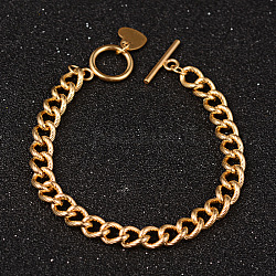 Coeur bracelets de la chaîne de trottoir 304 en acier inoxydable, fermoirs ot, or, 7-5/8 pouce (195 mm), 7mm