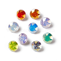 Стеклянные кабошоны со стразами в стиле AB, задние и задние, алмаз, разноцветные, 8x5.5 мм