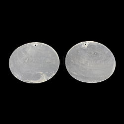 Плоские круглые подвески Capiz Shell, серый, 50x0.5~1 мм, отверстие : 2 мм