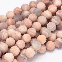 Runde natürliche sunstone Perlen Stränge, 10 mm, Bohrung: 1 mm, ca. 38 Stk. / Strang, 15.5 Zoll