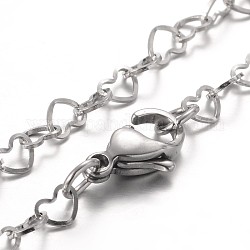 Corazón 304 de acero inoxidable enlace pulseras, con cierre de langosta, color acero inoxidable, 7-1/4 pulgada (185 mm)