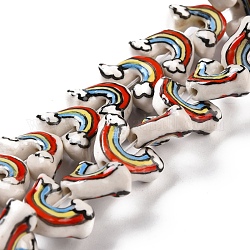 Abalorios de porcelana hechas a mano, arco iris, colorido, 12.5x18x8mm, agujero: 1.6 mm