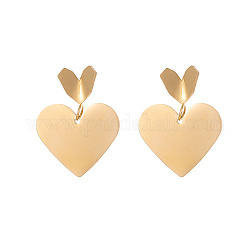 304 orecchini pendenti a forma di cuore in acciaio inossidabile da donna, oro, 29x23mm