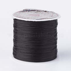 Cordino di cristallo elastico piatto giapponese, filo per perline elastico, per realizzare bracciali elastici, nero, 0.8mm, su 60 m / rotolo.