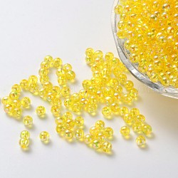 Eco-Friendly Transparent Acrylic Beads, Round, AB Color, Yellow, 5mm, Hole: 1.5mm, about 8400pcs/500g