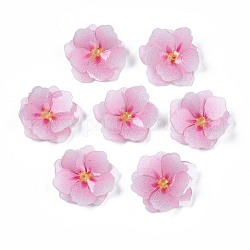 Пластиковые шарики, цветок, розовые, 22x22x5 мм, отверстие : 1 мм