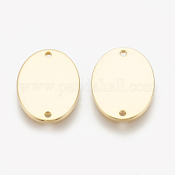 Brass Links connectors, Oval, Nickel Free, Real 18K Gold Plated, 18x13x1mm, Hole: 1mm