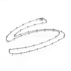 304 из нержавеющей стали кабель цепи ожерелья, цвет нержавеющей стали, 30.70 дюйм (78 см), бусины : 2.5~3x1.5 мм