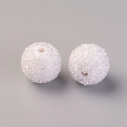樹脂ビーズ  クリスタルラインストーン付き  模造キャンディーフードスタイル  ラウンド  ホワイト  15.5mm  穴：2mm