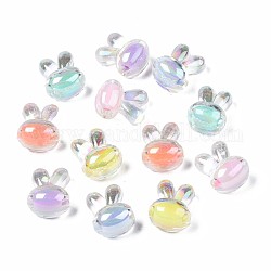 Perles en acrylique transparente, Perle en bourrelet, lapin, couleur ab , couleur mixte, 15.5x12x10mm, Trou: 2mm, environ 450 pcs/500 g