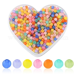 31g Frosted Transparent Acrylic Beads, Round, Mixed Color, 4mm, Hole: 1.6mm, about 1000pcs/31g