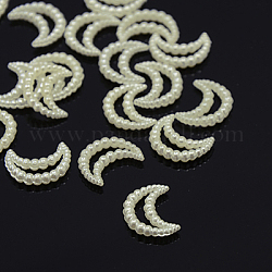 Cabochons de perles acryliques, teinte, lune, blanc crème, 14x11x3mm