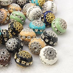 Perles Indonésiennes manuelles, ronde, couleur mixte, 16~18x15~16mm, Trou: 2mm
