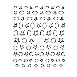 3D Black Transfer Stickers Decals, Self Adhesive, DIY Nail Tips Decorations Tip Slider Accessory, Star Pattern, 90x77mm