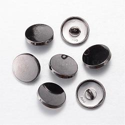 Кнопки сплава хвостовиком, 1-луночное, плоско-круглые, металлический черный, 11.5x7 мм, отверстие : 2 мм