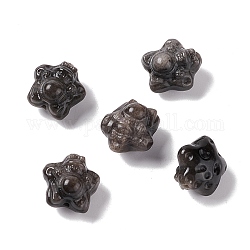Натуральные серебряные бусины из обсидиана, звезда, 16x15~15.5x10.5 мм, отверстие : 1.7 мм