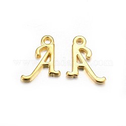 Golden Plated Alloy Letter Pendants, Rack Plating, Cadmium Free & Lead Free, Letter.A, 13x10x2mm, Hole: 1.5mm