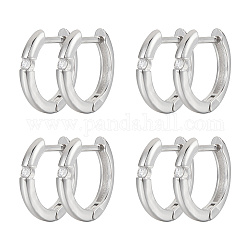 Серьги-кольца из латуни с микропаве из кубического циркония для женщин, кольцо, платина, 13x13.5x2 мм, штифты : 0.8 мм