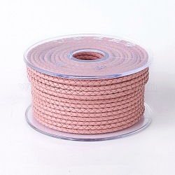 編み紐  革のアクセサリーコード  ジュエリーDIY製版材料  ピンク  3mm  約5.46ヤード（5m）/ロール